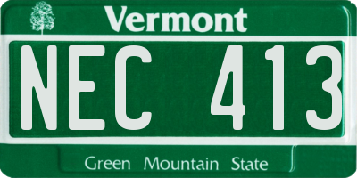 VT license plate NEC413