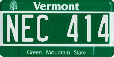 VT license plate NEC414