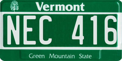 VT license plate NEC416