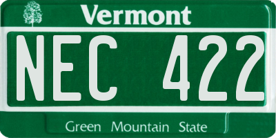 VT license plate NEC422