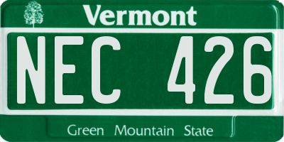 VT license plate NEC426