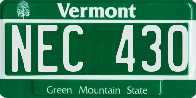 VT license plate NEC430