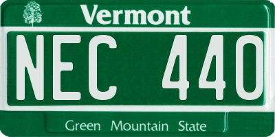 VT license plate NEC440