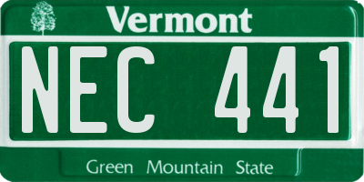 VT license plate NEC441