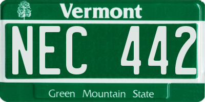 VT license plate NEC442
