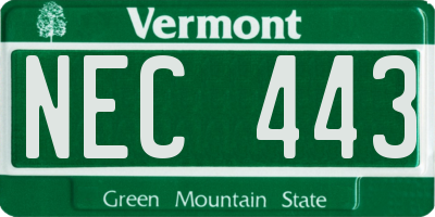 VT license plate NEC443