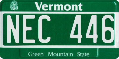VT license plate NEC446