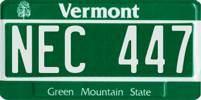 VT license plate NEC447