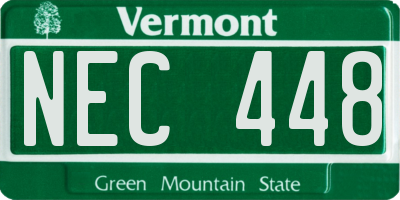 VT license plate NEC448