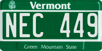 VT license plate NEC449