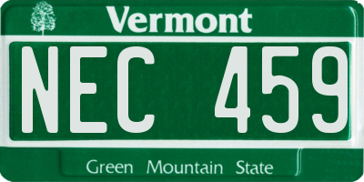 VT license plate NEC459