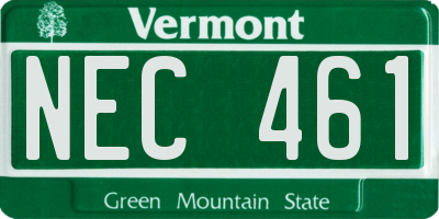 VT license plate NEC461