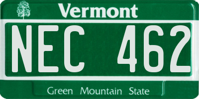 VT license plate NEC462