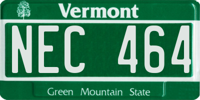 VT license plate NEC464