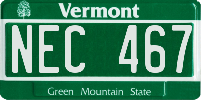 VT license plate NEC467
