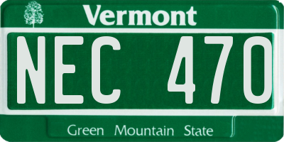 VT license plate NEC470