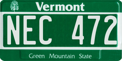 VT license plate NEC472