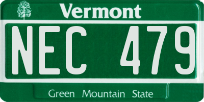 VT license plate NEC479