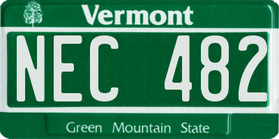 VT license plate NEC482