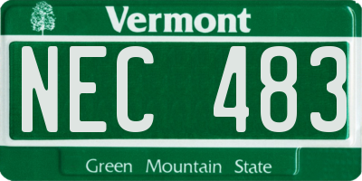VT license plate NEC483