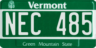 VT license plate NEC485
