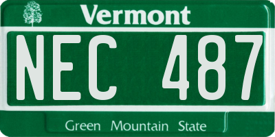 VT license plate NEC487