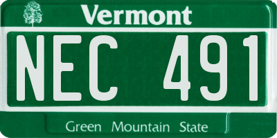 VT license plate NEC491