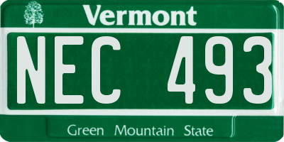 VT license plate NEC493