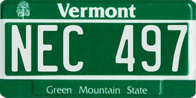 VT license plate NEC497
