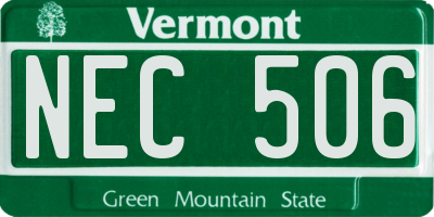 VT license plate NEC506