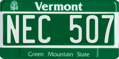 VT license plate NEC507