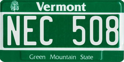 VT license plate NEC508