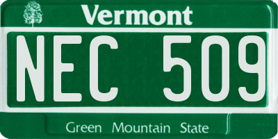 VT license plate NEC509