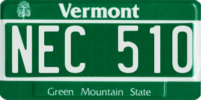 VT license plate NEC510