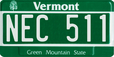 VT license plate NEC511