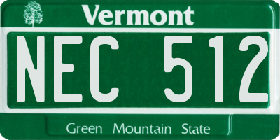 VT license plate NEC512