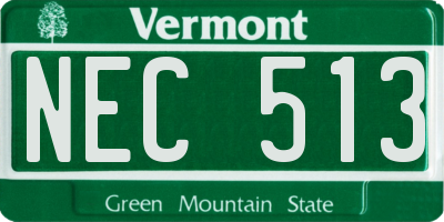 VT license plate NEC513
