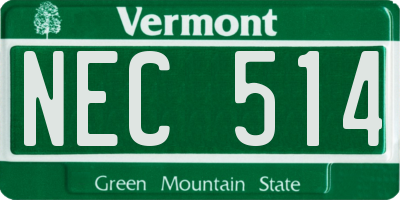 VT license plate NEC514