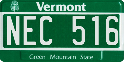 VT license plate NEC516