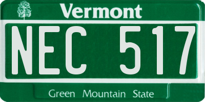 VT license plate NEC517