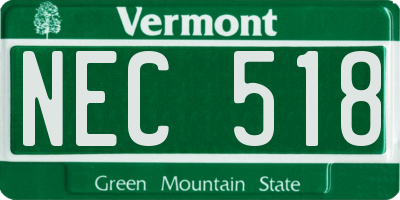VT license plate NEC518