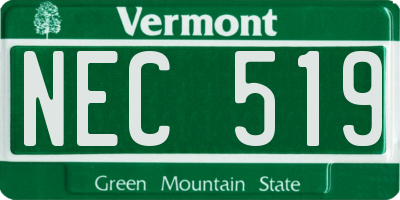 VT license plate NEC519