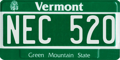 VT license plate NEC520