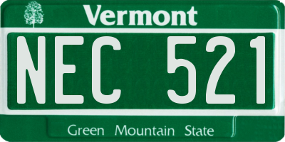 VT license plate NEC521