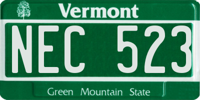 VT license plate NEC523