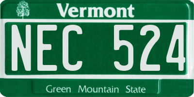 VT license plate NEC524