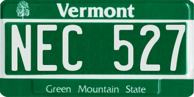 VT license plate NEC527