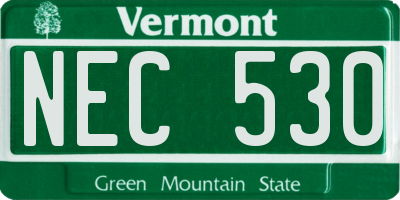 VT license plate NEC530