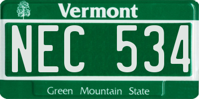 VT license plate NEC534