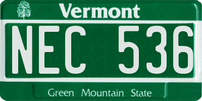 VT license plate NEC536
